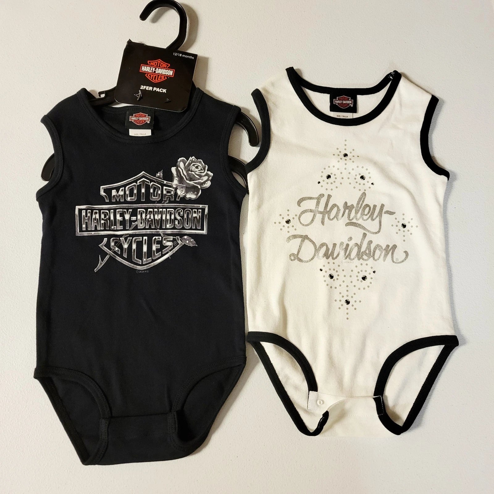 2X Sleeveless Ribbed Bodysuits for Harley-Davidson Baby Girls (18/24M)