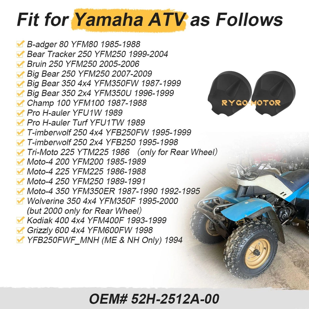 2x Wheel Caps for Yamaha Big Bear 250 350 Bruin 250 (1990–2006)