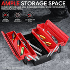 18" Tool Case Storage Organizer Cabinet with 3 Tiers and Drawers