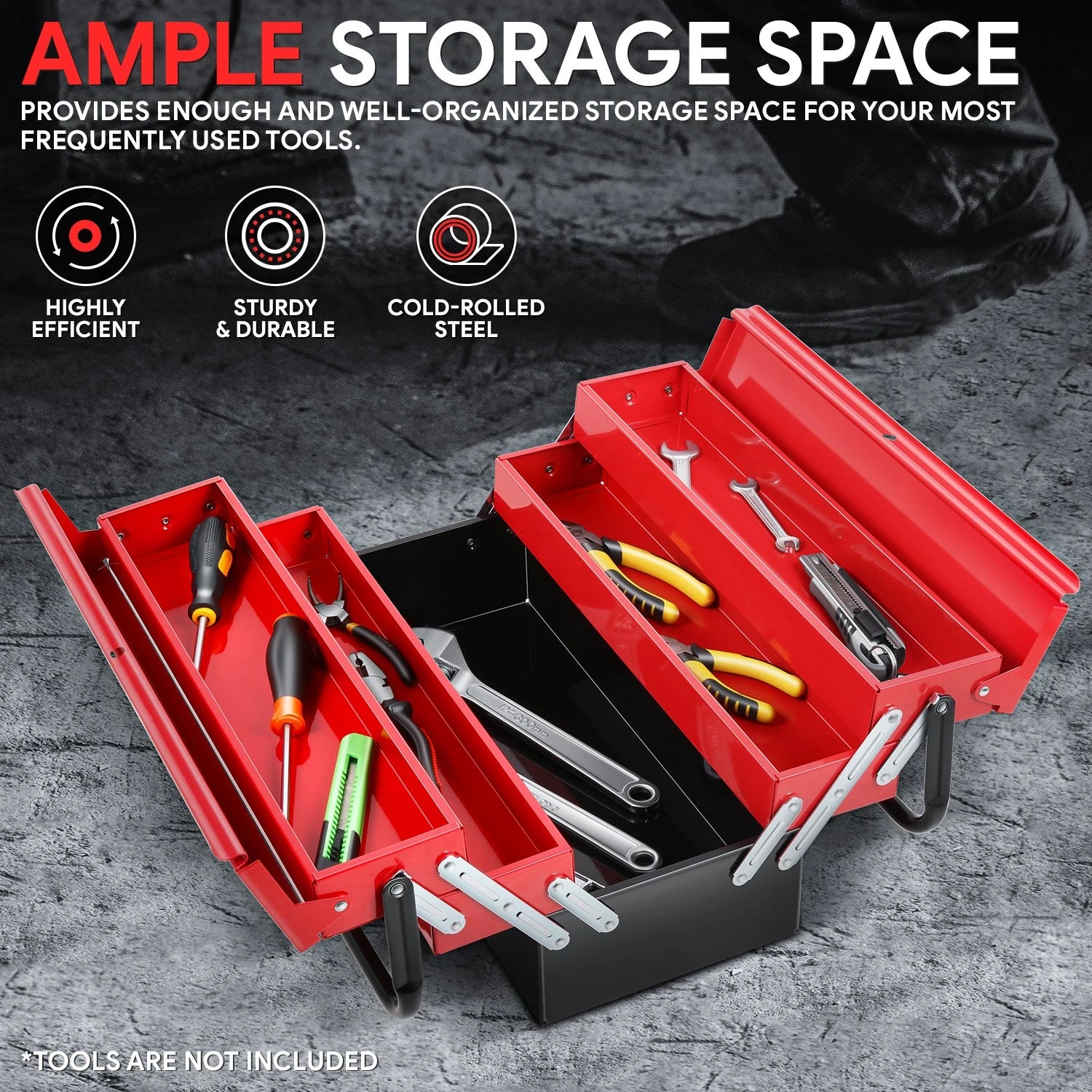 18" Tool Case Storage Organizer Cabinet with 3 Tiers and Drawers