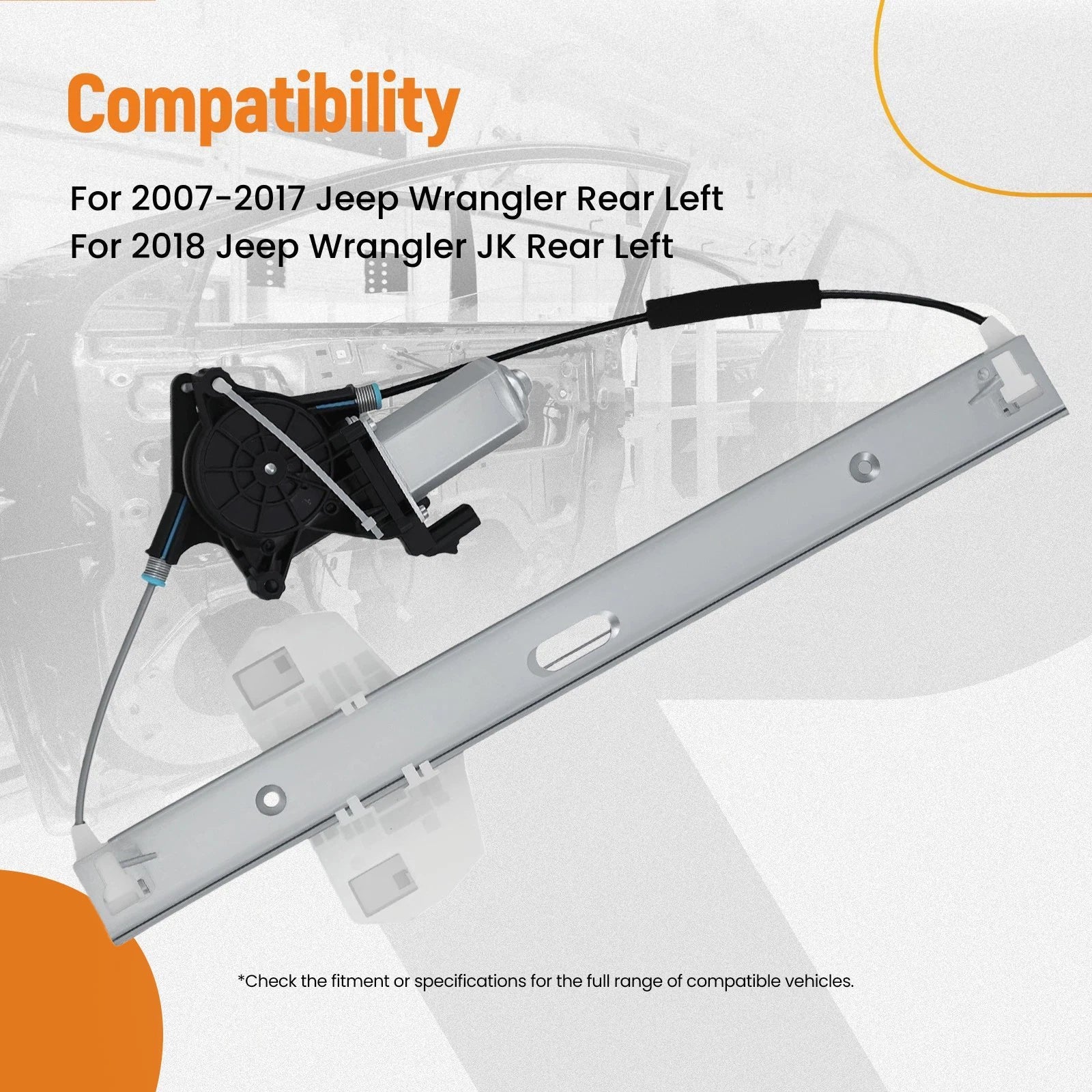 Power Window Regulator for Jeep Wrangler (2007-2017) Rear Left