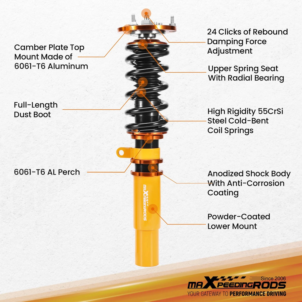 24 Way Adjustable Coilovers Suspension Kit for BMW 5 Series E39 (1996–2003)