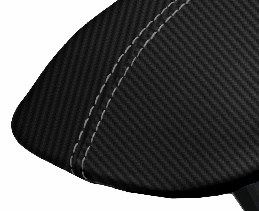 Console Lid Armrest Cover for Ford Mustang (2015–2020) Carbon Fiber Gray Stitch