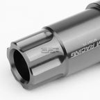 Set of 20 Open End M12x1.25 50mm Tall Gun Metal Aluminum Lug Nuts + Lock Key