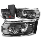 Pair of Black/Clear Signal Headlight Lamps for Dodge Ram Pickup (2002–2005)
