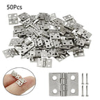 50pcs Mini Hinge for Jewelry Chest Craft Cabinet Wine Box (12x13mm) Silver