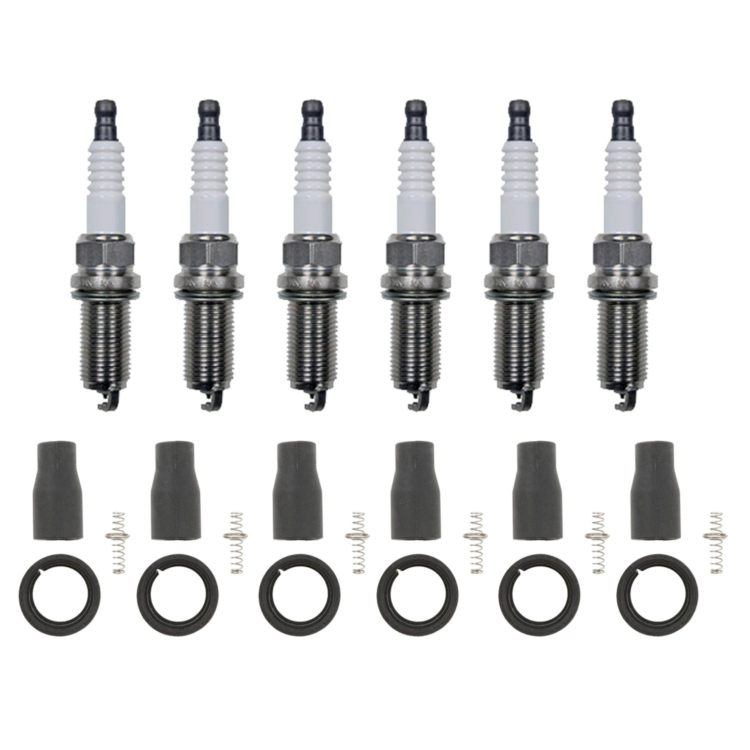 Denso 6 Platinum TT Plugs & NGK Ignition Coil Boots Kit for Kia Borrego (2009–2011)