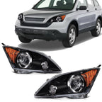 2X Headlight Assembly for Honda CR-V (2007–2011) - Black Amber