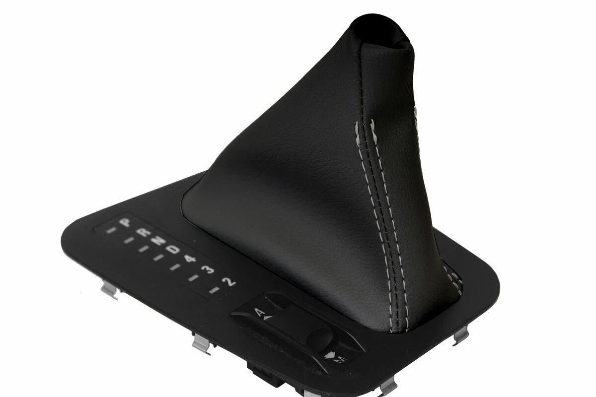 Leather Automatic Shift Boot Cover for BMW E38 (1995–2001) Black Gray Stitch