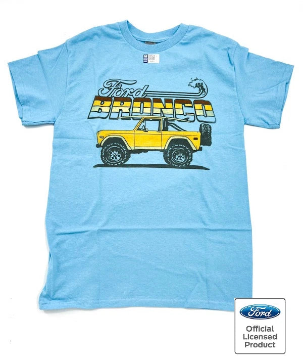 Sky Blue T-Shirt Beach Surfboard Scene for Ford Bronco (2021–2024)