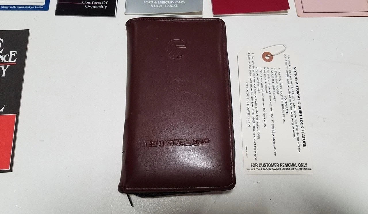 Owners Manual Collection for Mercury Cougar XR7 (1996)