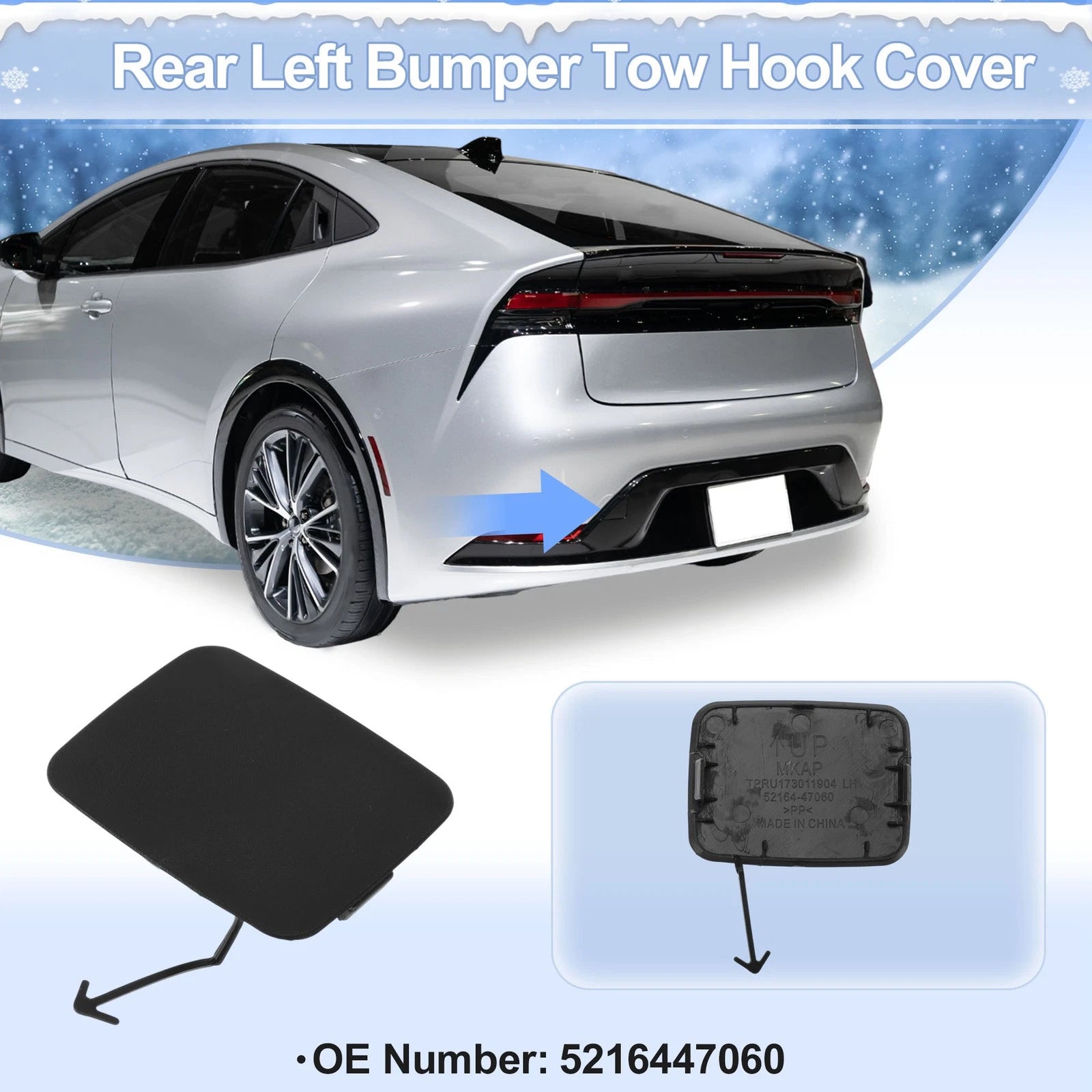 Left Rear Tow Hook Cover Cap for Toyota Yaris (2003–2005) No. 5272152010