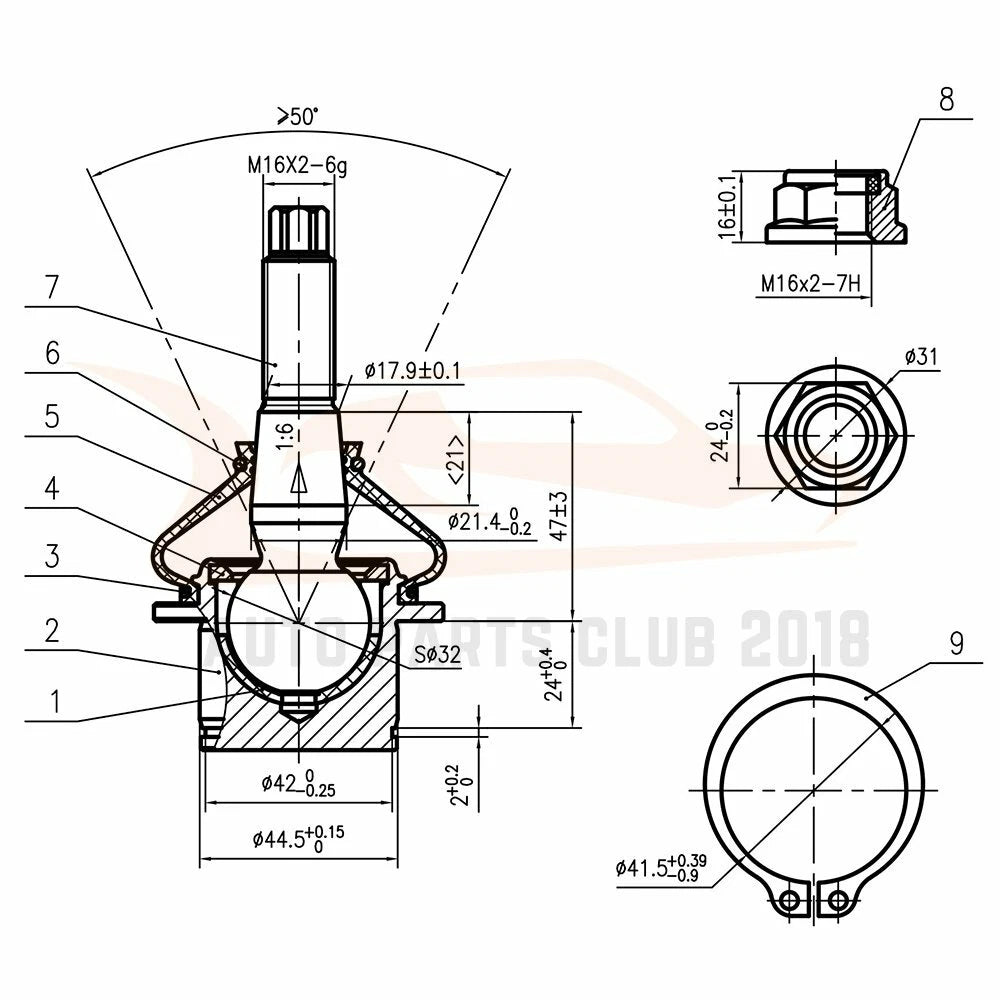Set of 6 Tie Rods and Lower Ball Joints for Ford Expedition (2003-2004)