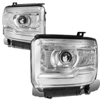 Chrome Housing Clear Corner Projector Headlight Lamps for GMC Sierra (2014–2018)
