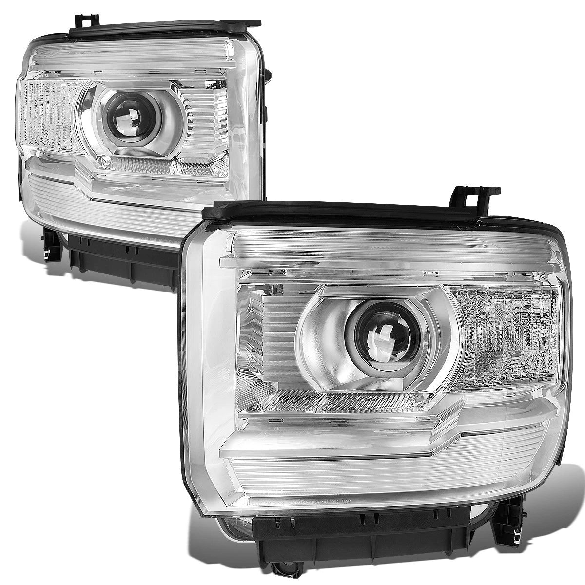 Chrome Housing Clear Corner Projector Headlight Lamps for GMC Sierra (2014–2018)