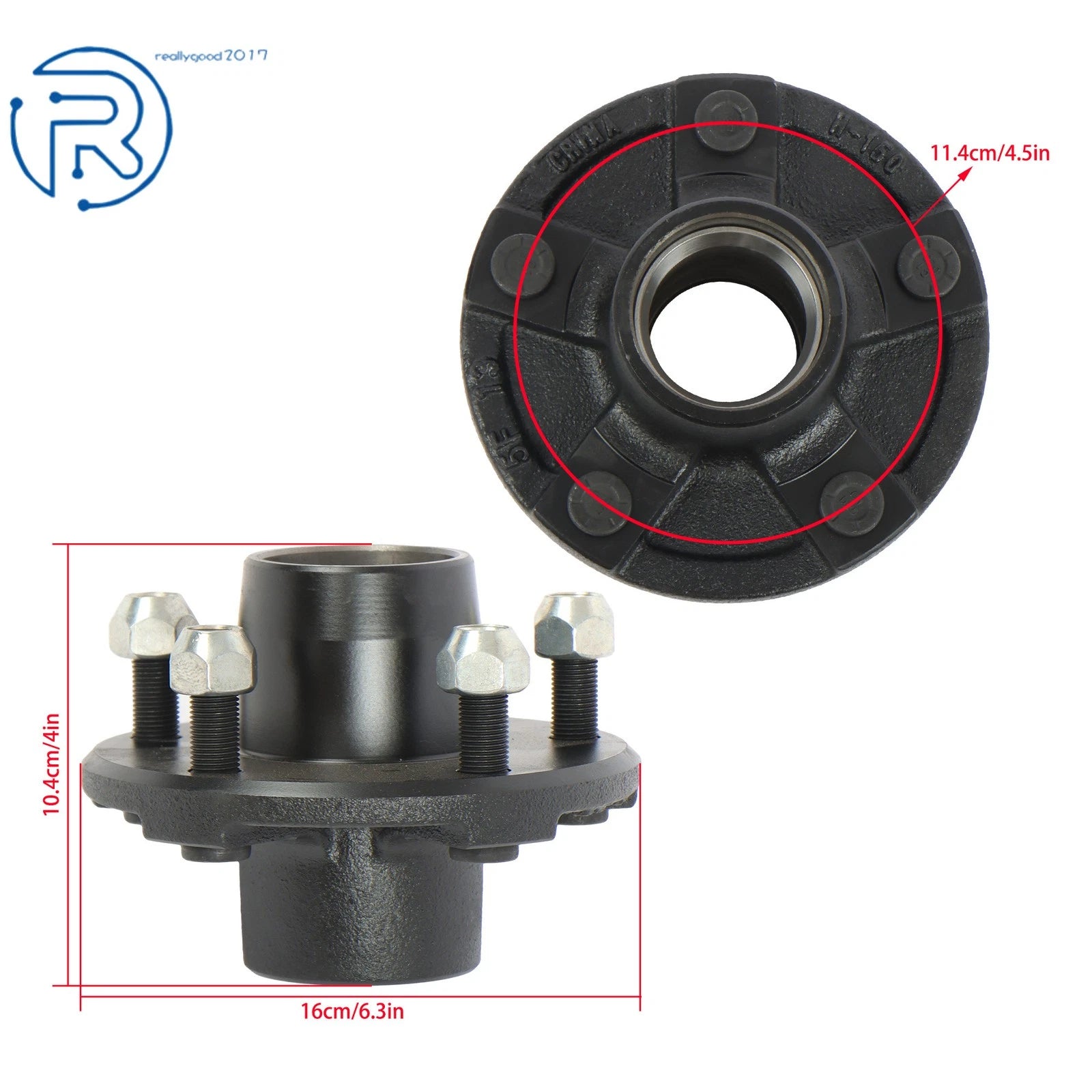 Trailer Hub Kit Assembly for BT16 (5 Bolt, 1-1/16" Round Spindle)
