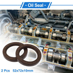 2X Oil Seal Rotary Shaft Seal FKM Rubber 52x72x10mm  