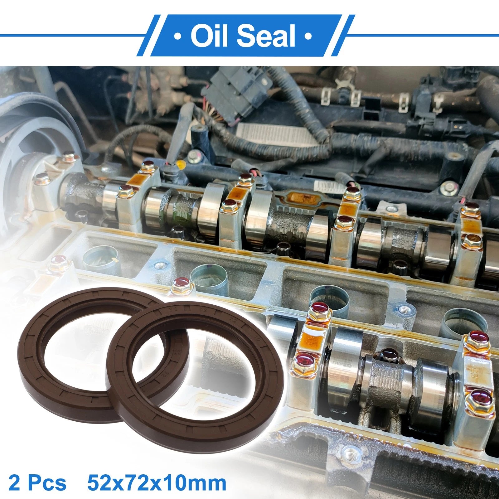 2X Oil Seal Rotary Shaft Seal FKM Rubber 52x72x10mm  
