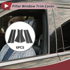 Set of 6 Door Pillar Window Trim for Ford Edge (2015–2020) Carbon Fiber Black