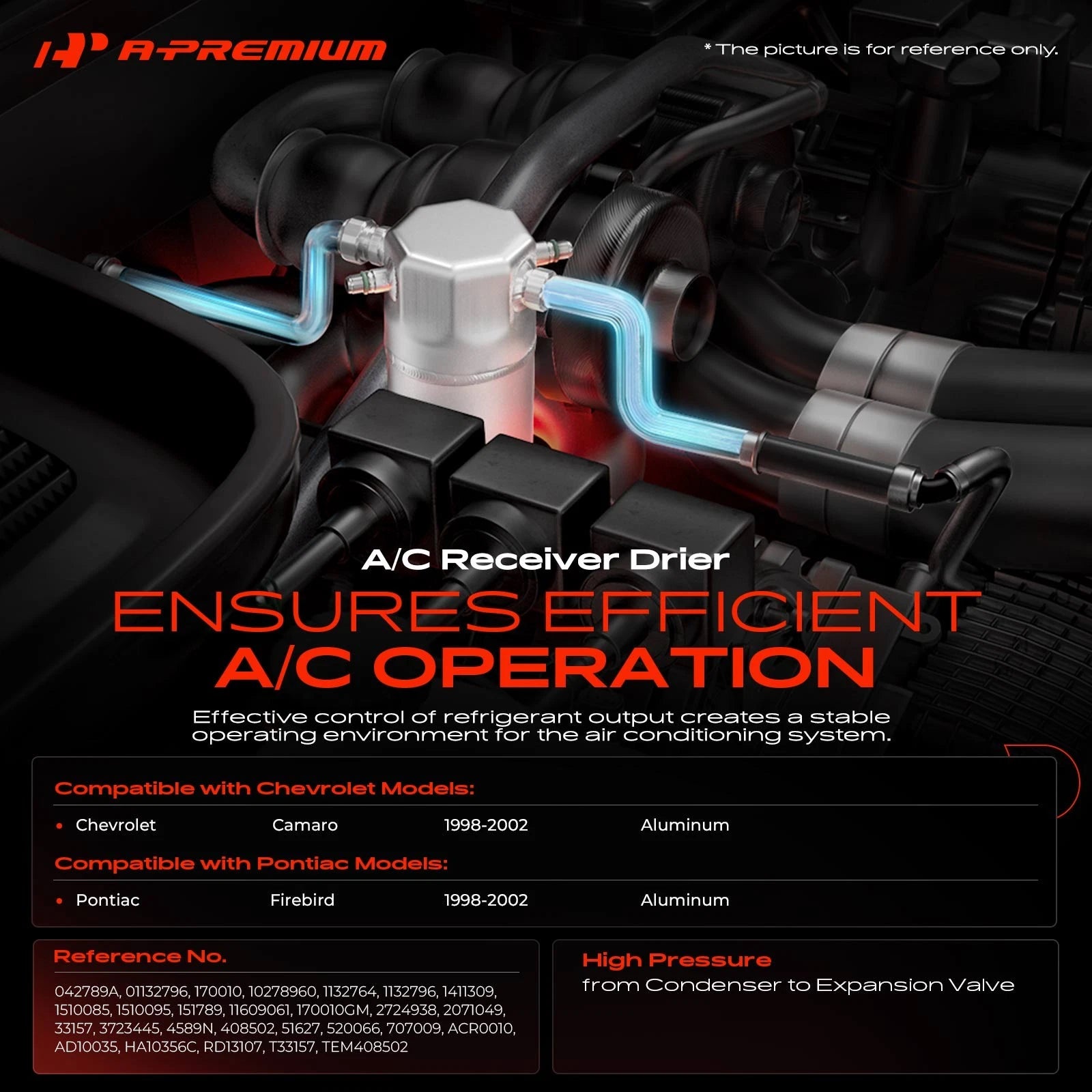 A/C Receiver Drier with Hose for Chevy Camaro Pontiac Firebird (1998–2002)
