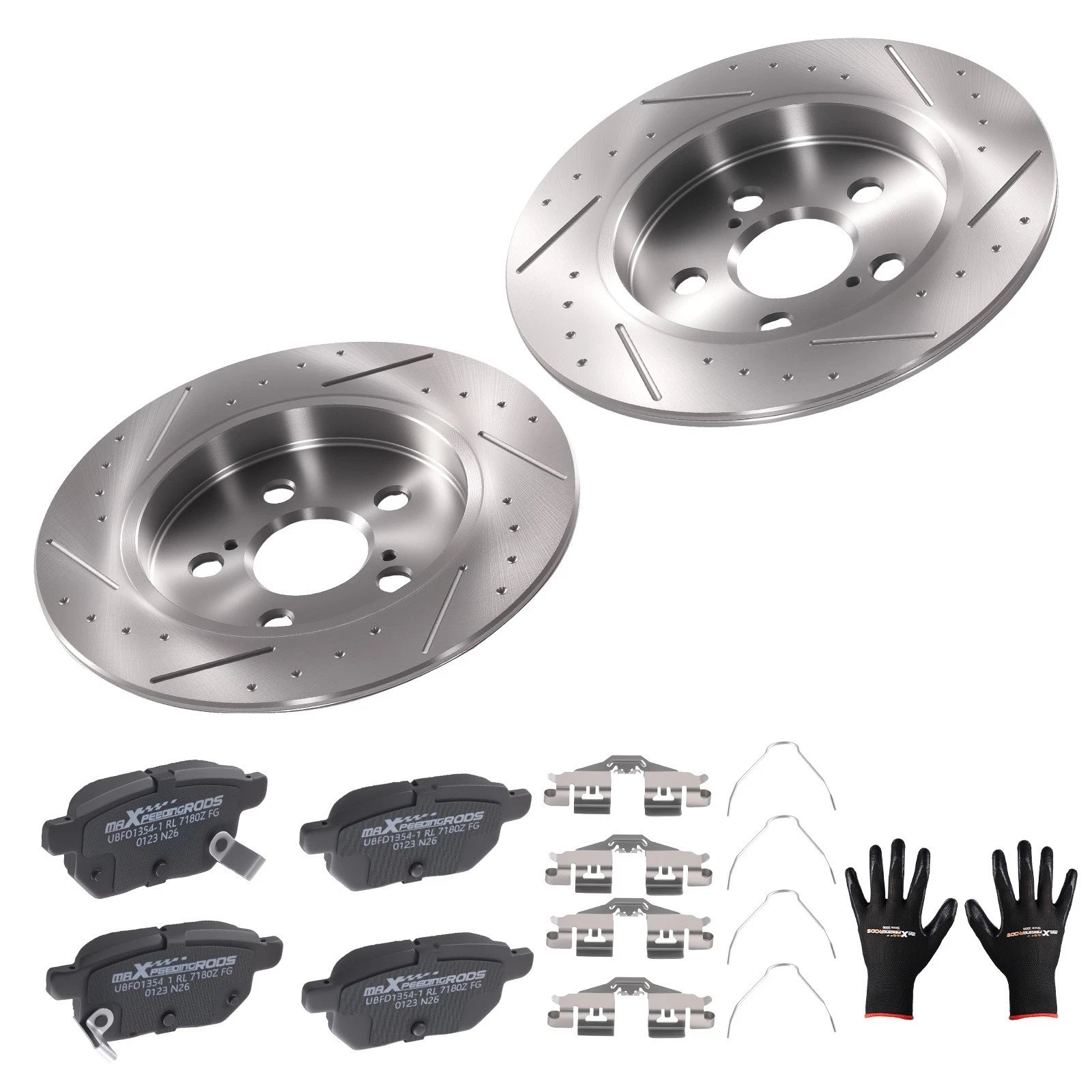 Rear Brake Rotors & Ceramic Pads Kit for Lexus CT200h (2011–2017) / Toyota Prius (2010–2022)