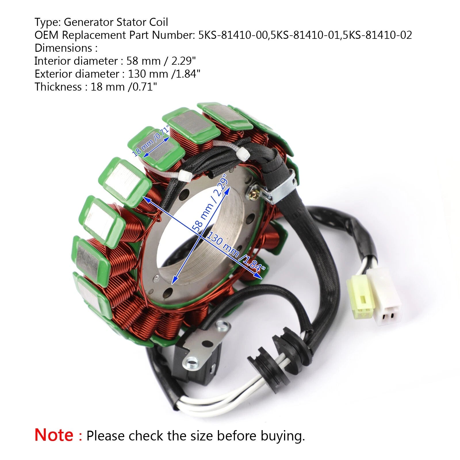 Stator for Yamaha XVS1100 (2003–2011) 5KS-81410-00 5KS-81410-01 5KS-81410-02