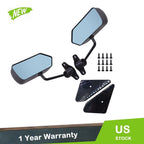 Set of 2 Universal F1 Style Side Mirrors for Cars - Glossy Black Convex