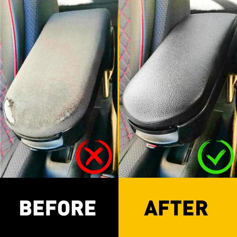Black PU Leather Console Armrest Cover for VW Jetta Golf Beetle