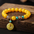 Fashion Bracelet for Women Vintage Beeswax with Peace Buckle and Red Agate