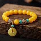 Fashion Bracelet for Women Vintage Beeswax with Peace Buckle and Red Agate