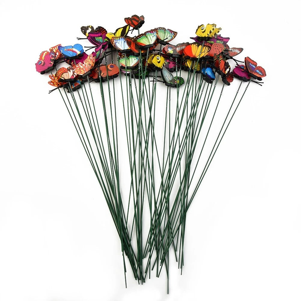 50pcs Waterproof Butterfly Stakes for Garden Display (25x4cm)