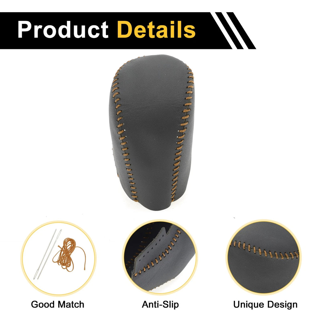 1 Pc Gear Shift Knob Cover for Honda Civic (2016–2021) Black Brown Faux Leather