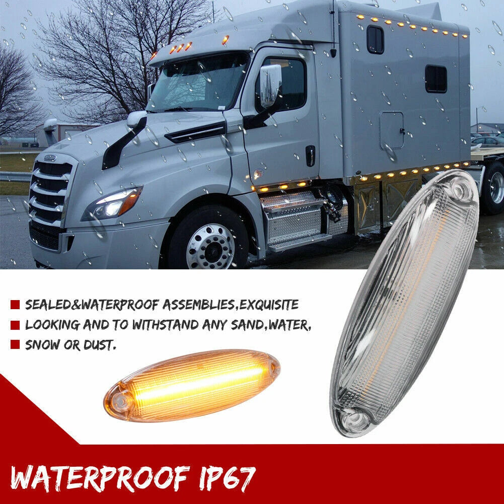 5X Clear Amber LED Roof Clearance Marker Lights for Freightliner Cascadia (2008–2023)