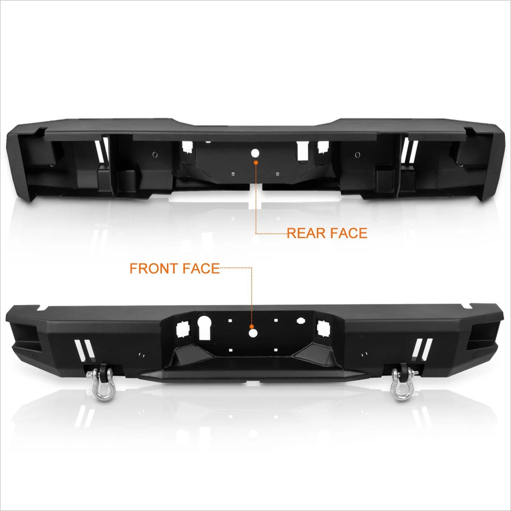 Dual D-Rings Rear Step Bumper for Ford F150 (2015–2019) - Steel, Black