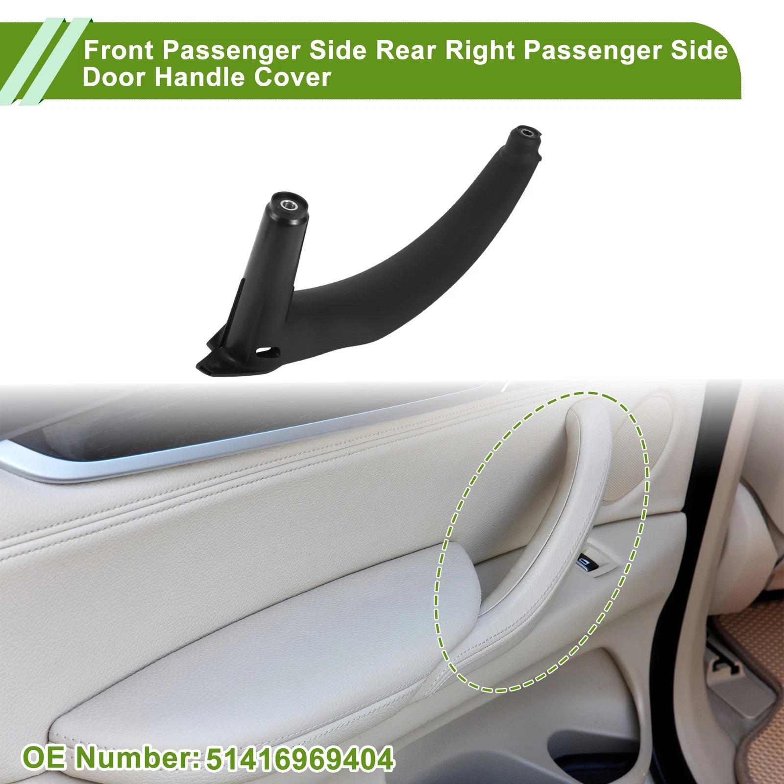 Door Panel Handle Pull Trim Cover for BMW X5 E70 (2008–2013) No. 51416969404 Black