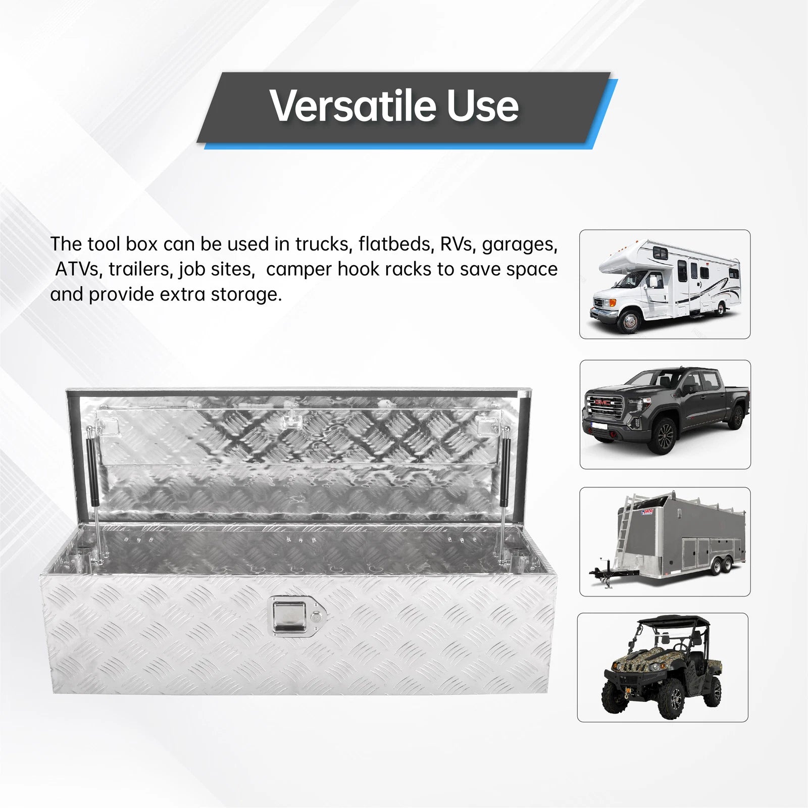 Chrome Aluminum Tool Box for Pickup Truck (39"x13"x10")