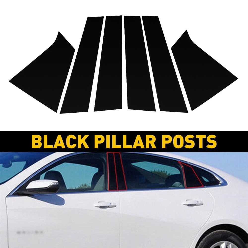 6pc Glossy Pillar Posts Door Trim for Chevrolet Malibu (2016–2021) EXV