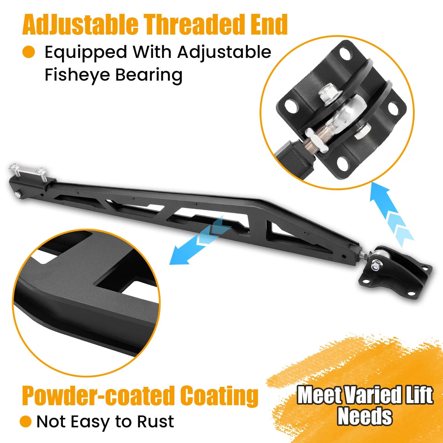 0-7.5" Lift Rear Traction Bar for Chevy Silverado Sierra 1500 4WD (2007–2018)