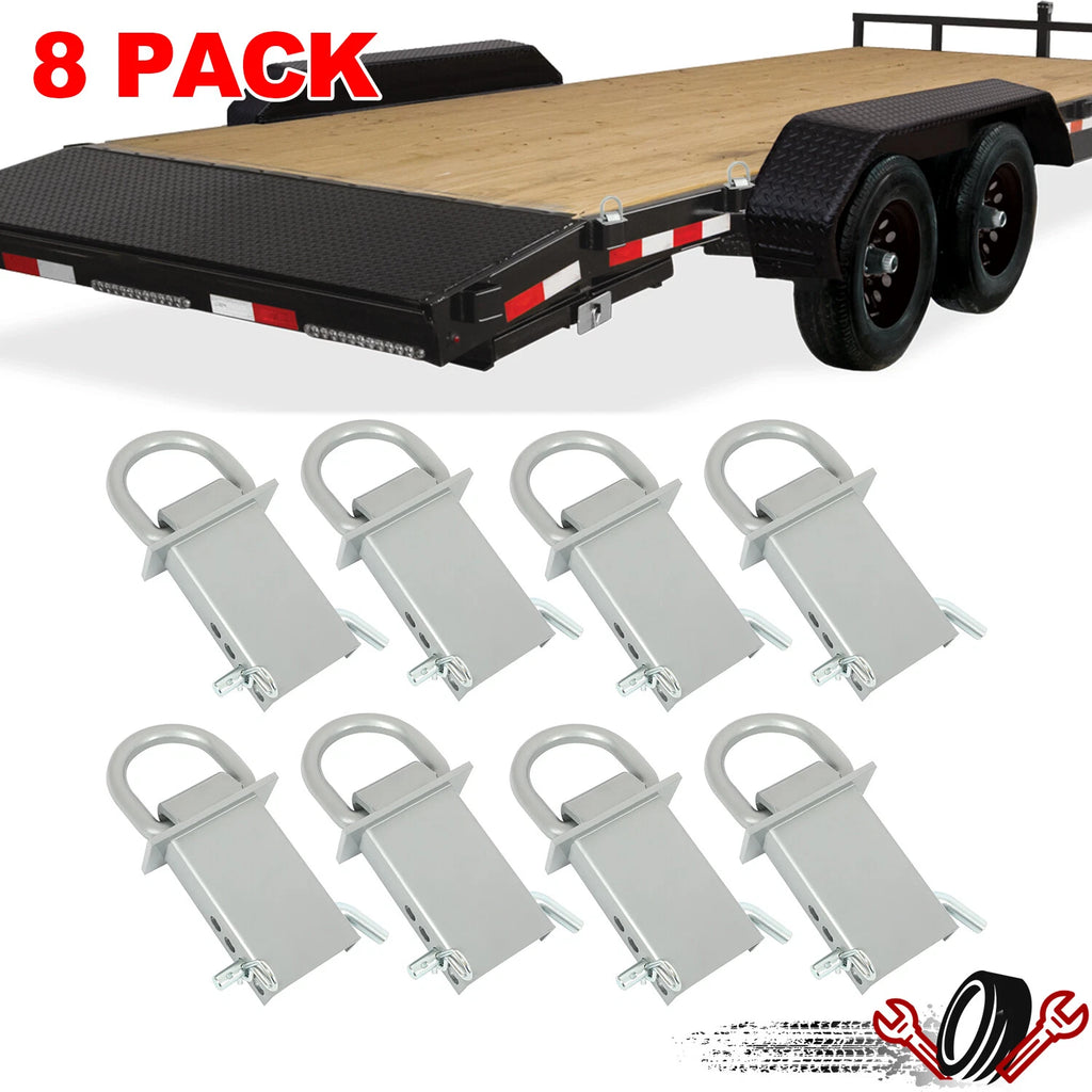 Set of 8 Heavy Duty Trailer Stake Pocket D Rings Zinc Coated for Standard 2"x4"