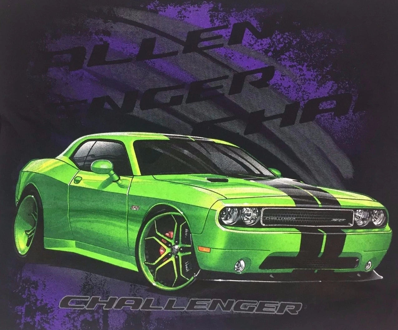 Licensed T-Shirt Black with Lime Green for Dodge Challenger SRT (2015–2023)