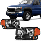 Set of 2 Black Headlamps for GMC Sierra/Yukon (1999–2007)