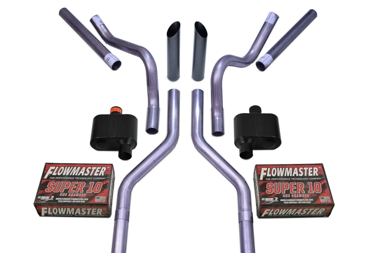 Dual Exhaust Kit for Suburban Yukon (1969–1972) - 2.5" Flowmaster Super 10 Black
