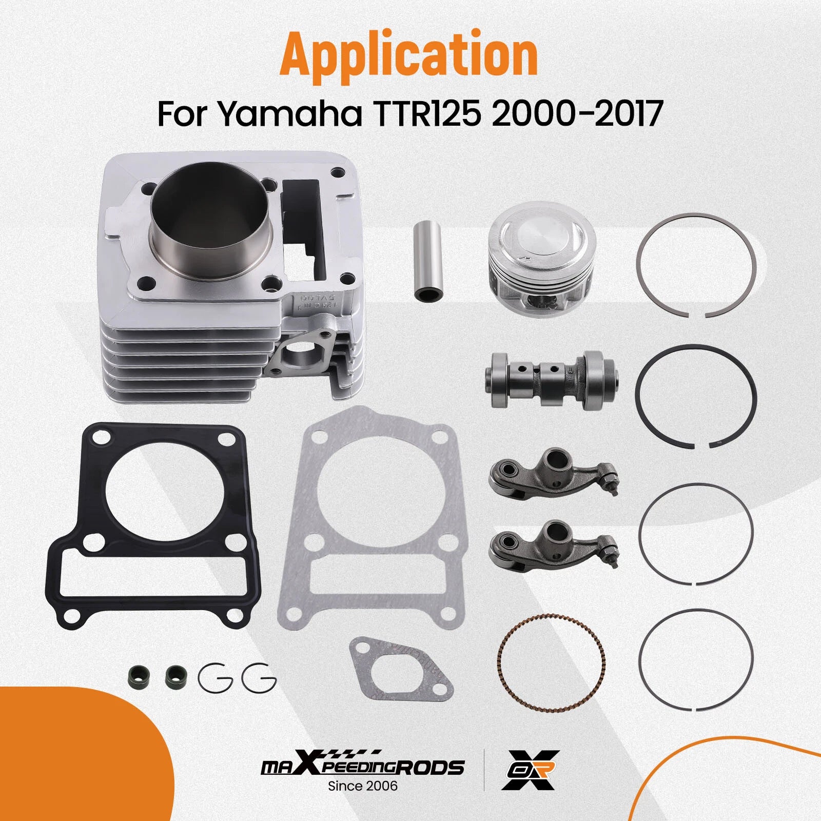 Cylinder Piston Camshaft Rocker Arm Kit for Yamaha TTR125 (2000–2023)