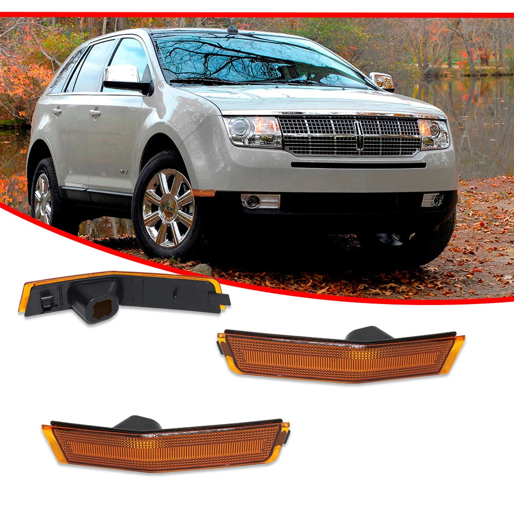 2X Amber Front Bumper Side Marker Lights for Lincoln MKX (2007–2010)
