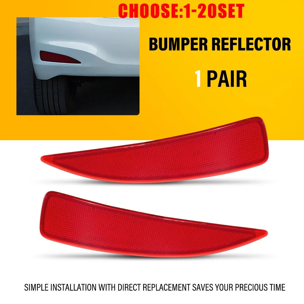 Set of 2 Rear Bumper Reflector Lamp Assembly Red for Toyota Yaris (2012–2014)