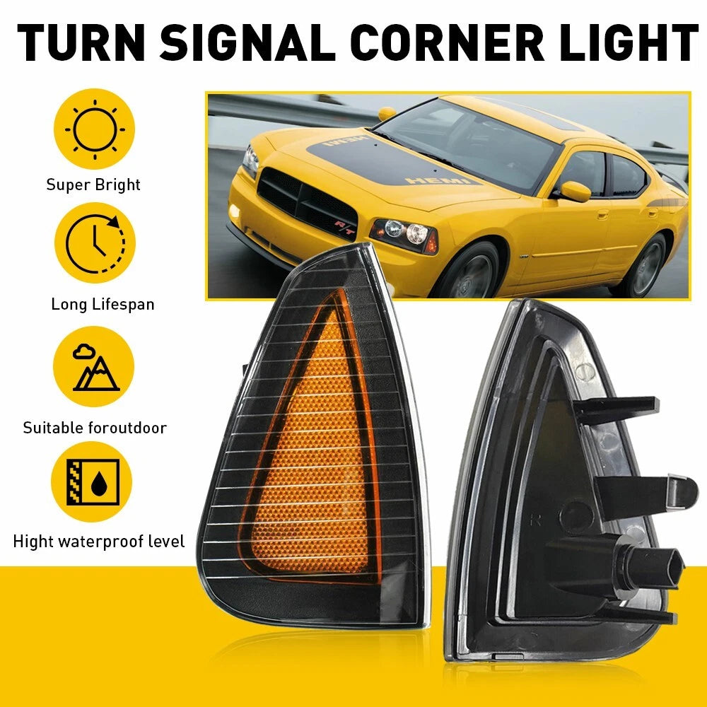 Set of 2 Front Fender Corner Side Marker Signal Lights for Dodge Charger (2006–2010)