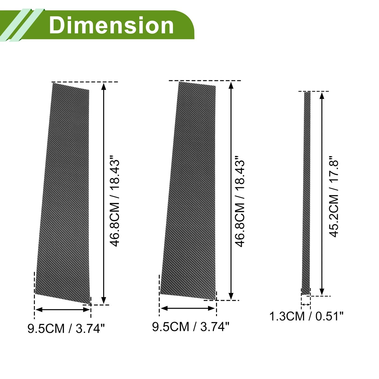 6 Pcs Pillar Window Trim for Chevy Suburban (2015–2020) Carbon Fiber Black