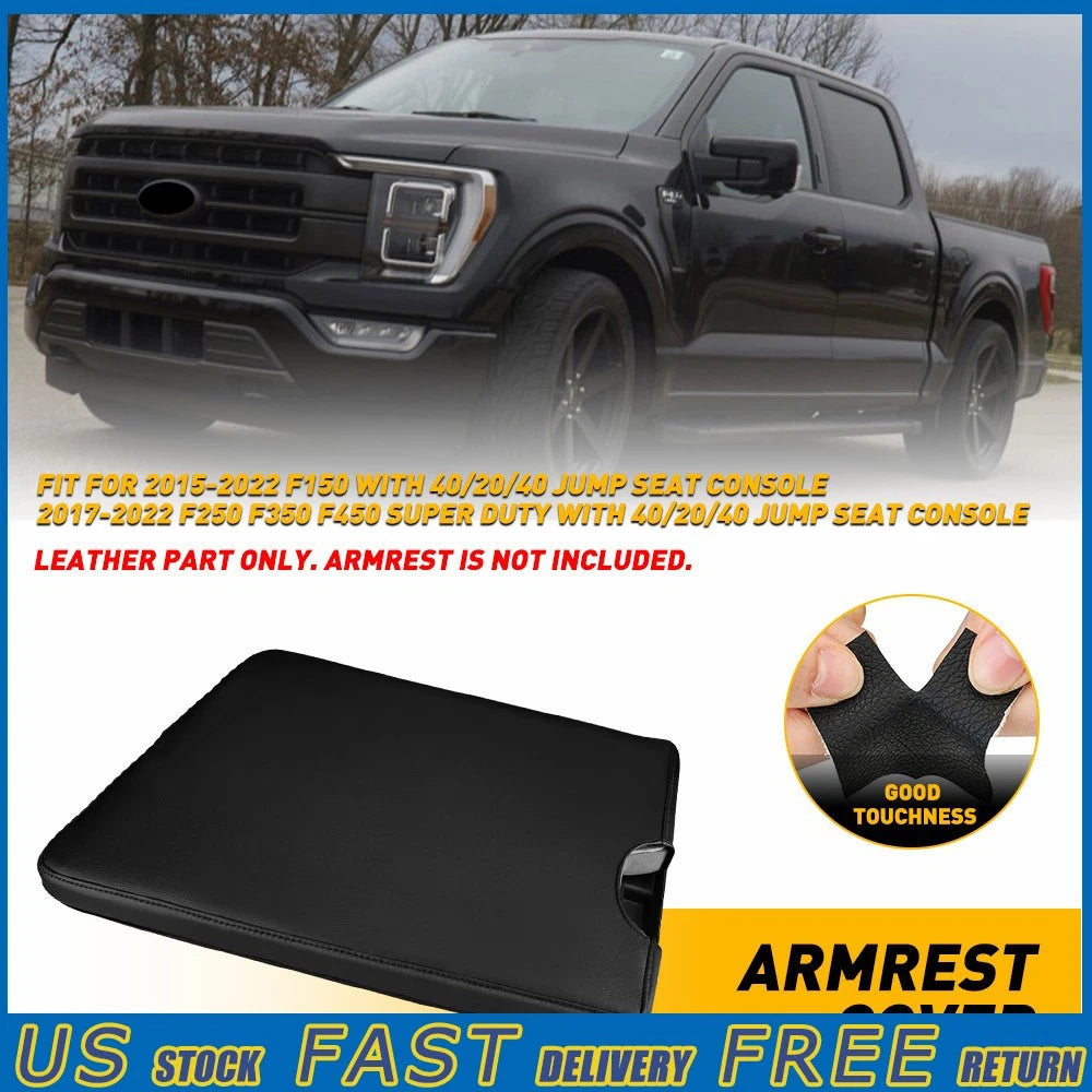Jump Seat Center Console Lid Armrest Cover for Ford F150 (2015–2022) Black