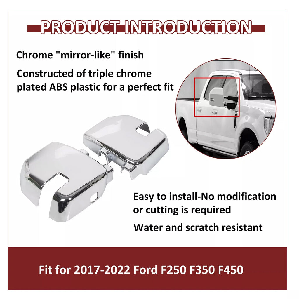 Chrome Mirror and Handle Cover for Ford F250 F350 Super Duty (2017–2022)