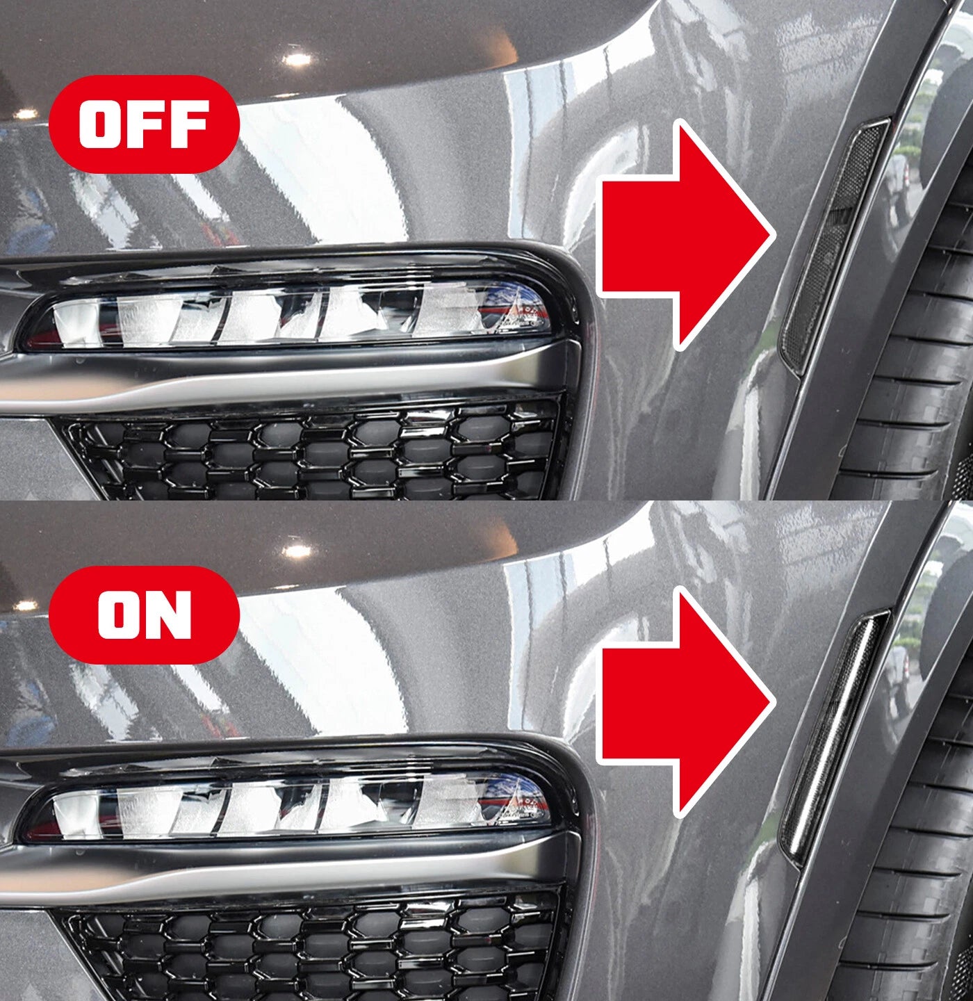 Smoke Lens White LED Front Bumper Side Marker Lights for Dodge Durango (2021–2025)
